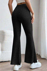 Basic Bae Full Size Ribbed High Waist Flare Pants - Trendy Comfort and Style